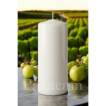 El İşçiliği Silindir Kütük Mum Gül Kokulu 10 Cm Genişlik 30 Cm Uzunluk Siyah 30 Cm