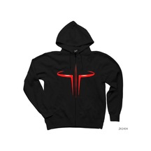 Quake 3 Siyah Fermuarlı Kapşonlu Sweatshirt Siyah
