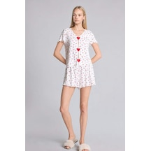 Defacto Regular Fıt Şortlu Kısa Kollu Desenli 2li Ecru Pijama Takımı H6373ax26hser98 Ekru-er98