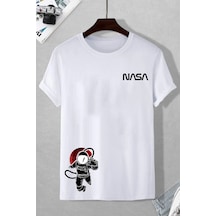 Nasa Baskılı Tshirt Beyaz