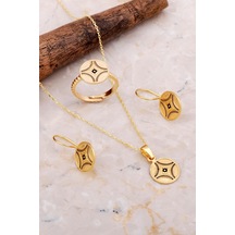 Sümer Telkari Anadolu Motifli Mineli Elişi Altın Kaplama Gümüş Set 2646