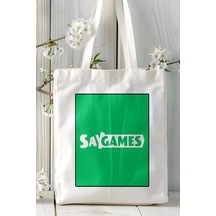 Art Hediye Say Games Mobil Oyun Baskılı Bez Çanta Omuz Çantası Çift Tafaflı Baskı Kişiye Özel 1 Çok Renkli