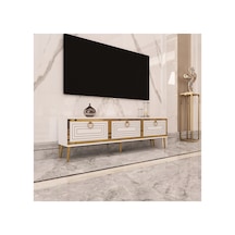 Palo 150 Cm Tv Ünitesi Tv Sehpası Beyaz-altın Beyaz