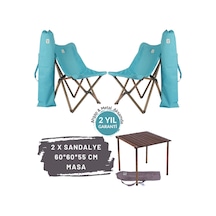 Bag The Joy Ahşap Masa Sandalye Seti Antrasit-Turkuaz-60 60 55cm Turkuaz