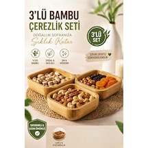 3'lü Doğal Bambu Çerezlik