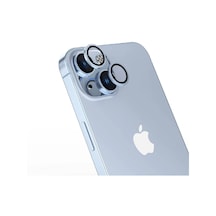 Forzacase İphone 15 Plus İle Uyumlu Parmak İzi Bırakmayan Anti-reflective Kamera Lens Koruyucu Fc438 Mavi