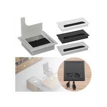 Sones Abs Masa Dikdörtgen Kablo Deliği Kapağı Çıkış Portu Fırçalı Pc Masası Kablo Düzenleyici, Boyut: 80x80mm Gümüş