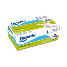 Dolphin Beyaz Pudralı Lateks Eldiven Large 100'lü