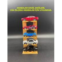 1:64 Ölçek Araç Sergileme Standı - 5 Araçlık - Altın Sarısı