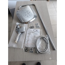 Ck Shower Systems Kare Tepe Başlıklı Robot Duş Seti - Krom Kaplama Paslanmaz Kolon Duş Sistemi