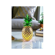 Ananas Dekoratif Biblo 13 6 CM Gold Renk Pembe Taşlı, Açılır Kapanır Model