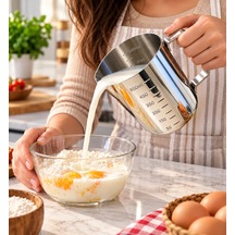 Premium Paslanmaz Çelik Ölçü Ve Karıştırma Kabı 550 Ml Sütlük, Süt Potu, Barista Ölçü Kabı Çok Renkli