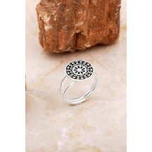 Anadolu Motifli Elişi Gümüş Çiçek Yüzük 5883 Gümüş