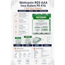 Wattsonix R03 Aaa İnce Kalem Pil 4'lü
