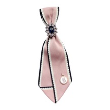 Magideal Suntek Kadın Boyun Kravatı İpeksi Retro Tarzı Beyaz-pembe Beyaz - Pembe