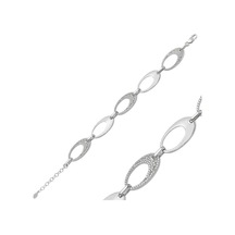 Gümüş Taşlı Oval Bayan Bileklik