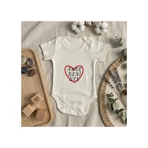 Babysena Anne Beni Sev Baskılı Kısa Kollu Kız/ Erkek Bebek Body 0-3 Yaş Beyaz