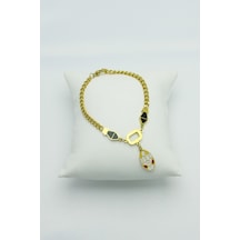 Altın Kaplama Seri Kararmaz Sembol Tasarım Çelik Bileklik Gold Altın