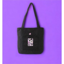 Kuromi Baskılı Çanta Ayakkabı Omuz Çanta Kombin Yapabilirsiniz Siyah