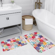 Rovigo Home Baskılı Kaymaz Taban 2 Li Banyo Paspas Takım Rvg5125-100X60-60X50 Çok Renkli