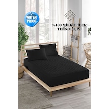 Sessiz Alez Siyah Yatak Koruyucu Kapitoneli Mikro Fitted Çift Kişilik