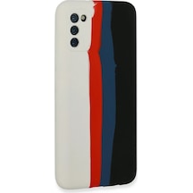 Samsung Uyumlu,  Galaxy A03s Kılıf Ebruli Lansman Silikon - Beyaz-siyah