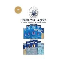 Caffe Borbone Karma 100'lü Nespresso Uyumlu Alüminyum Kapsül Kahve 4 Classica 2 Superiore 2 Arabica 2 Decaf