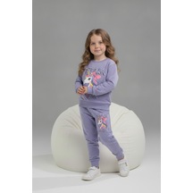 Serenad Kids Unicorn Baskılı Penye Kız İkili Takım 3-10 Yaş -je261065275 - Lila