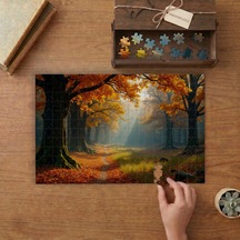 Sonbaharda Orman Manzarası Tasarımı 240 Parça Ahşap Puzzle Ahşap Kutuda Mpy60476