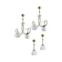 Avizeseti Ikili Avize Tekli Avize Betül Eskitme Kasa Beyaz Camlı Avize Eskitme