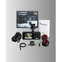 3 Kameralı Araç İçi Dvr Kayıt Cihazı Ön İç Arka Kamera Full Hd