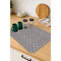 Gri Düz Microfiber Bulaşık Kurutma Kurulama Matı Mm001n11