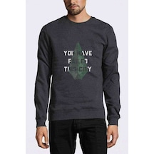 Arrow You Have Failed This City Baskılı Füme Erkek Sweatshirt