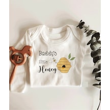 İmaj Tuğbababy Daddy'S Little Honey Uzun Kol Çıtçıtlı Organik Bebek Body Beyaz