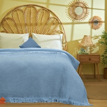 Bucaa Yün Bedacta Çift Kişilik Yatak Örtüsü - Mavi - 220x240 Cm Renkli