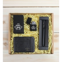 Bk Gift Kişiye Özel İsimli Baba Temalı Siyah Metal Kalem&çakmak&sigara Kutusu&kartlık-cüzdan Hediye Seti, Sevgiliye Hediye-2, Babaya Hediye, Babalar G