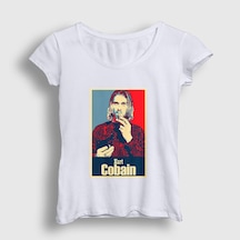 Presmono Kadın Smoking Nirvana Kurt Cobain T-shirt Beyaz