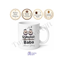 Uykusuz Baba Yazılı Esprili Kupa Bardak Babalar Günü Hediyesi Beyaz / Çok Renkli