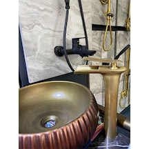 İsaoğlu Yapı Antik Gold Ocean Şelale Çanak Lavabo Bataryası Mat Gold Çanak Lavabo Bataryası Altın Lavabo Musluğu Gold