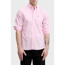 Tommy Hilfiger Pamuklu Düğmeli Yaka Uzun Kollu Gömlek Erkek Gömlek Mw0mw42287 Tor Pembe