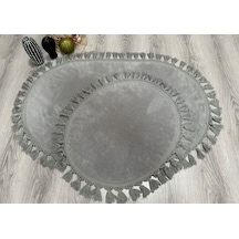 My Evilla Modern Simirna Dekoratif Peluş Oval Ponpon Saçaklı Klozet Takımı 001