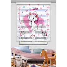 Sevimli Kedicik Marie Baskılı Çocuk Odası Perdesi - Dijital Baskılı Zebra Stor Perde Çok Renkli