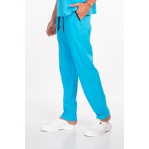 Unisex Gökyüzü Mavi Likralı Doktor Pantolonu Hemşire Alt Üniforma Scrubs Gökyüzü Mavi Gökyüzü Mavi