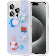 Apple Uyumlu iPhone 15 Pro Max Kabartma Figürlü Parlak Klfs Minimini Silikon Kılıf-mor Mor