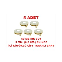 Çift Taraflı İçi Köpüklü Sarı Bant 50 M. Uzunlukta 5 Mm-0,5 Cm Ebatında 5 Adet