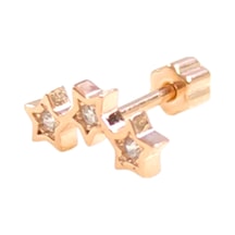 Üç Yıldız Gümüş Tragus Pıercıng - Rose Bakır Beyaz