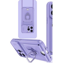Newface - 8 - Apple iPhone Uyumlu 15 Pro Kılıf Zuma Kartvizitli Yüzüklü Silikon - Csmo-tex - - Lila LİLA
