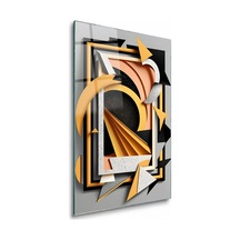 Art Deco Katmanlı Geometrik Formlar Çerçevesiz Cam Tablo