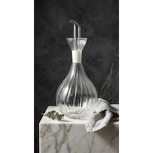 900 Ml Borosilikat Tombul Çizgili Cam Yağdanlık Damlatmaz Yağlık / Sirkelik 1 Adet Şeffaf