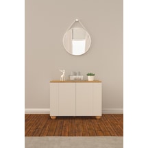 B3Concept B3 Concept Nort Serisi Beyaz & Safir Meşe 4 Beyaz Kapaklı Konsol
